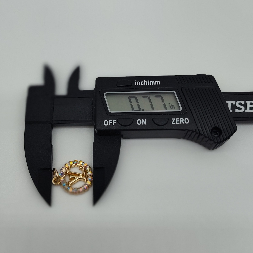 LOUIS VUITTON LV Crystal Charm Gold AB Rhinestone Round Pendant Logo - Picture 5 of 5